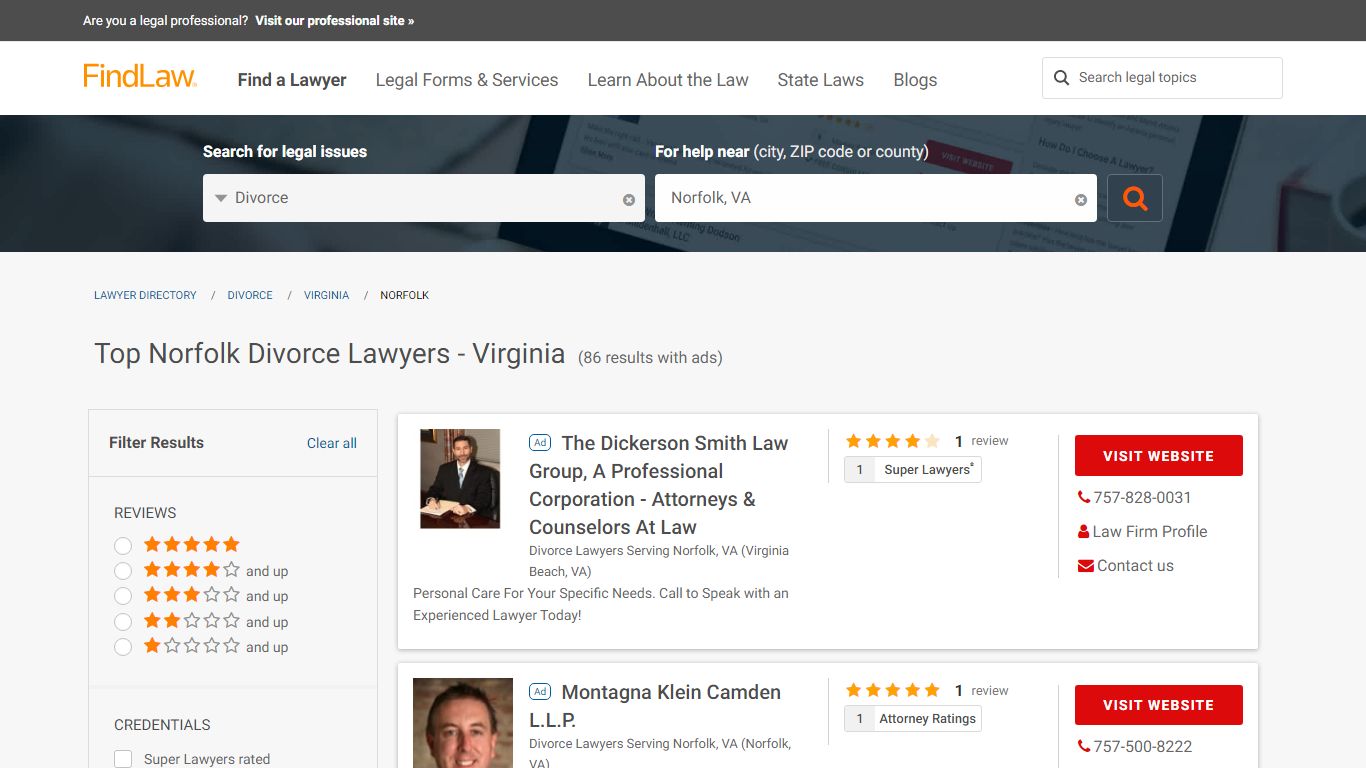 Best Norfolk Divorce Lawyers & Law Firms - Virginia | FindLaw