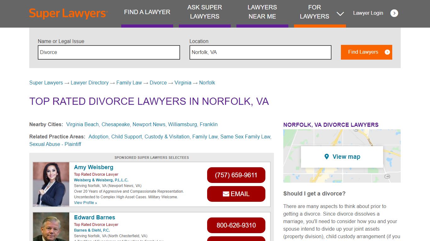 Best Norfolk, VA Divorce Attorneys | Super Lawyers